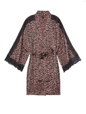 Халат Victoria’s Secret Satin Lace Kimono Leopard