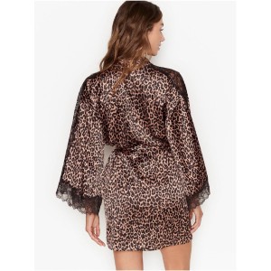 Халат Victoria's Secret Satin Lace Kimono Leopard
