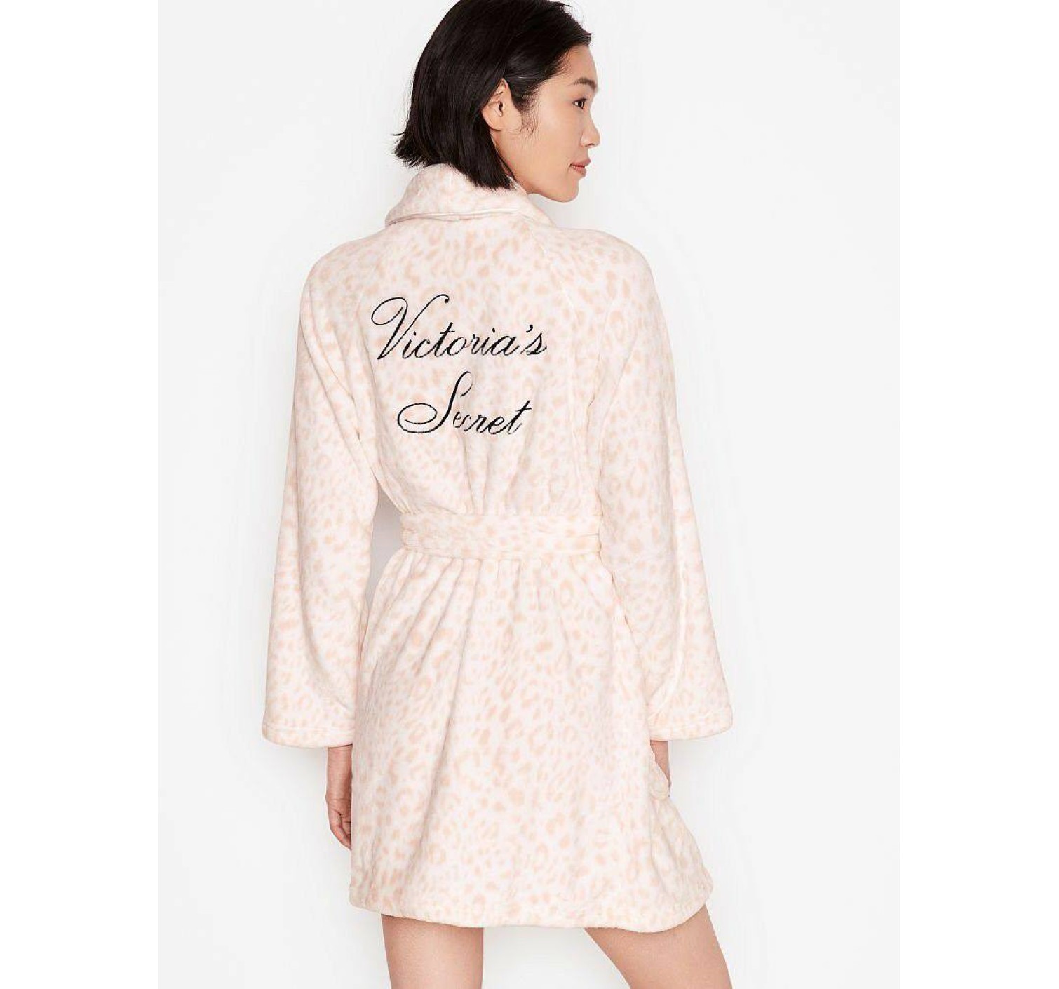 Халат Victoria’s Secret Cozy Plush Short Robe Pink Leopard