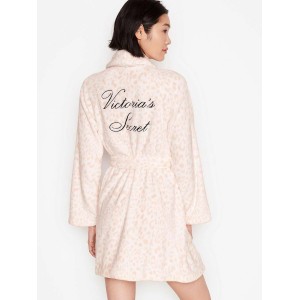 Халат Victoria’s Secret Cozy Plush Short Robe Pink Leopard