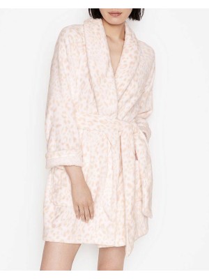Халат Victoria's Secret Cozy Plush Short Robe Pink Leopard