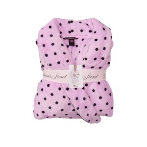 Плюшевий Халат Victoria's Secret Logo Short Cozy Robe Pink &amp; Black dot