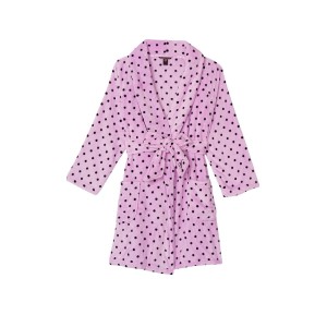 Плюшевий Халат Victoria's Secret Logo Short Cozy Robe Pink &amp; Black dot