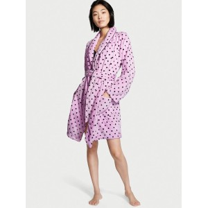 Плюшевий Халат Victoria's Secret Logo Short Cozy Robe Pink &amp; Black dot