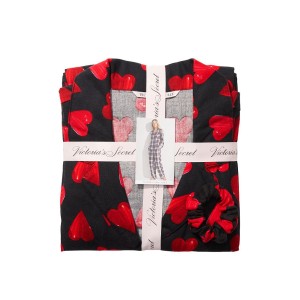Пижама Victoria’s Secret Flannel Long PJ Set Black Painted Hearts
