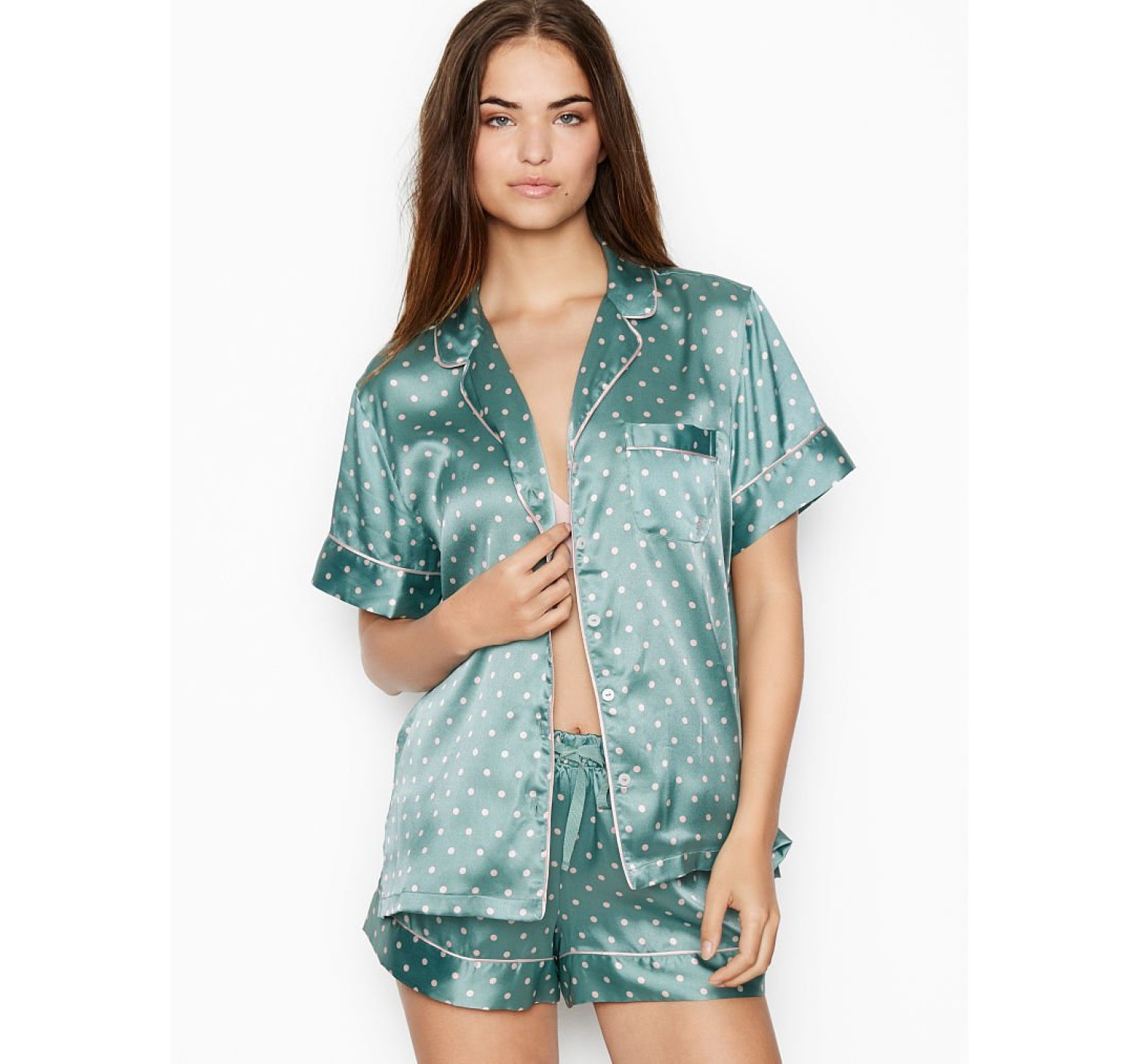Пижама Victoria’s Secret Satin Short PJ Set 