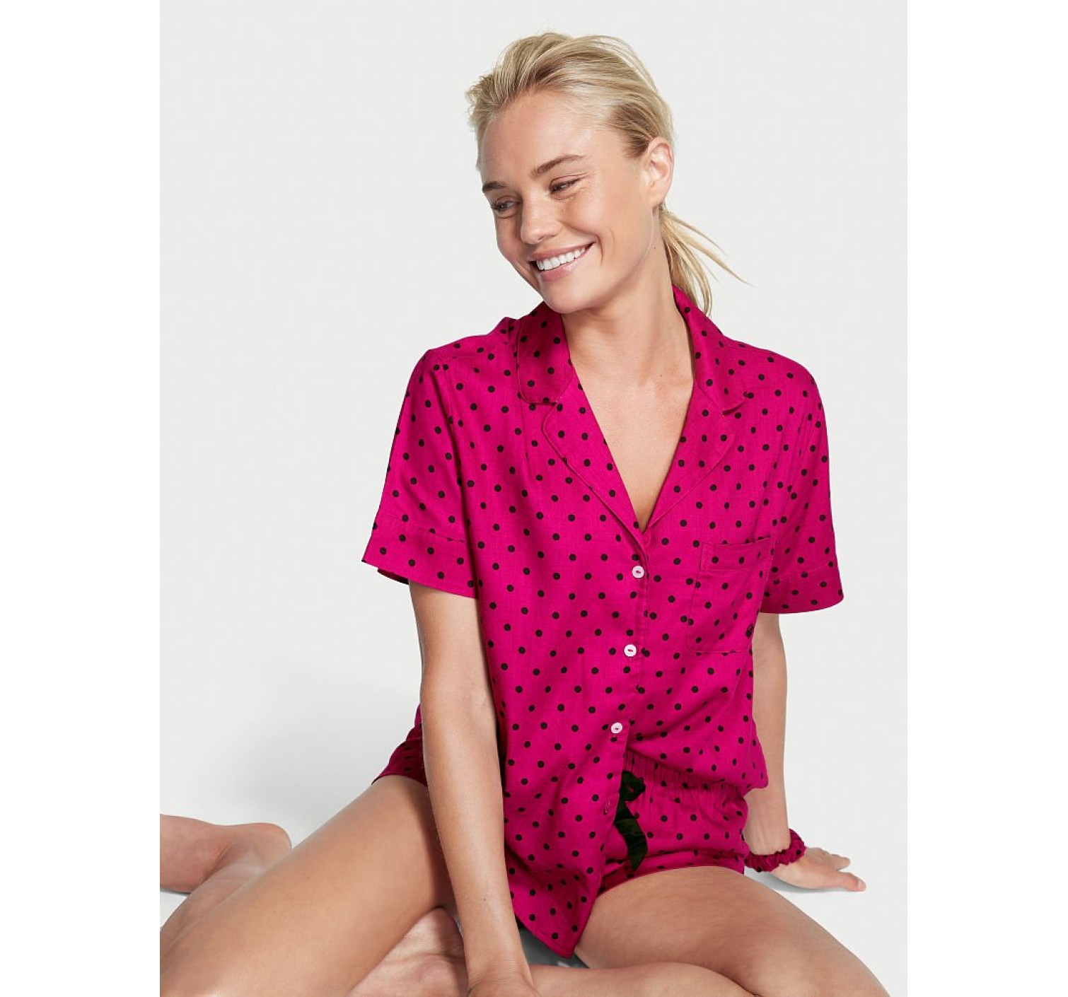 Піжама Victoria's Secret Flannel Short Pj Set Purple Dots