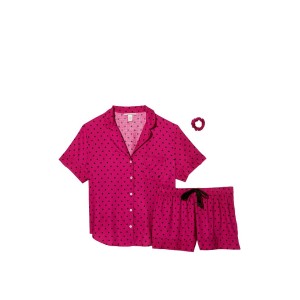 Піжама Victoria's Secret Flannel Short Pj Set Purple Dots