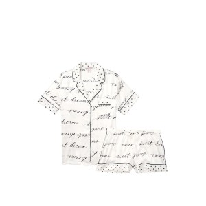 Піжама Victoria's Secret Satin Short PJ Set Logo VS print