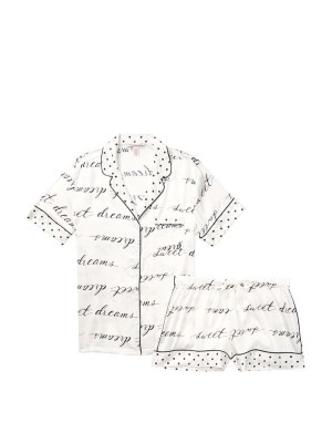 Піжама Victoria's Secret Satin Short PJ Set Logo VS print