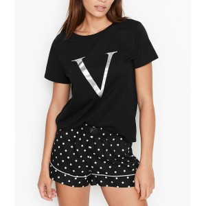 Піжама Victoria's Secret Cotton Short Black Tee-jama