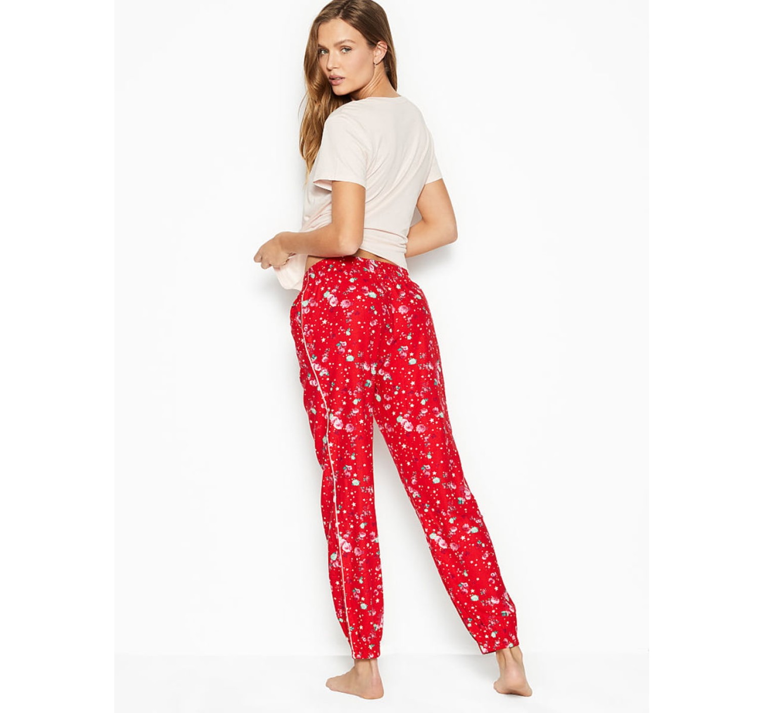 Піжама Victoria's Secret PJ Set Cotton &amp; Flannel Long Lounge Tee-jama