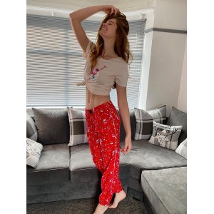 Піжама Victoria's Secret PJ Set Cotton &amp; Flannel Long Lounge Tee-jama