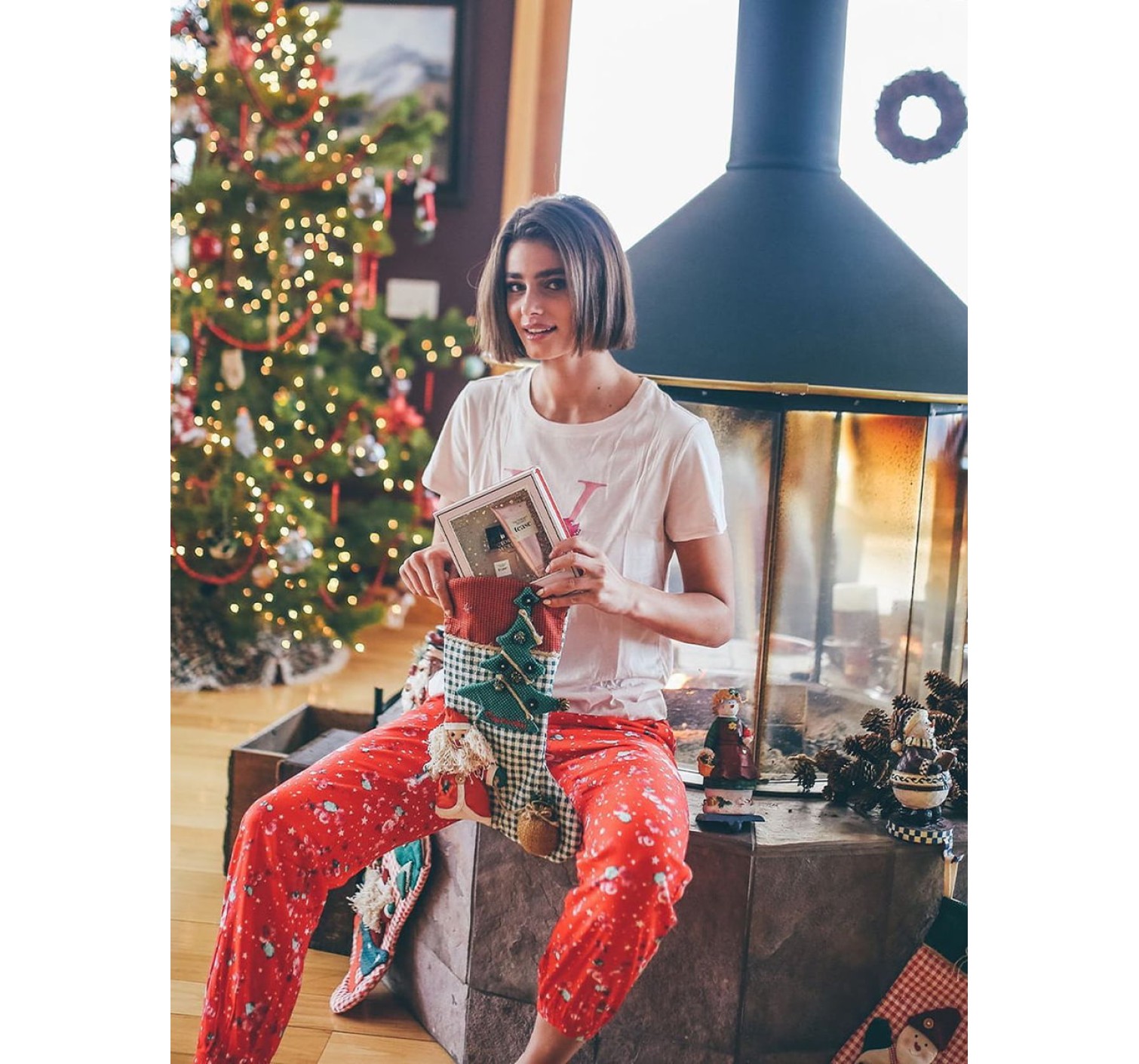 Піжама Victoria's Secret PJ Set Cotton &amp; Flannel Long Lounge Tee-jama