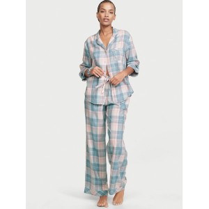 Пижама Victoria’s Secret Flannel Long PJ Set Blue Rose plaid