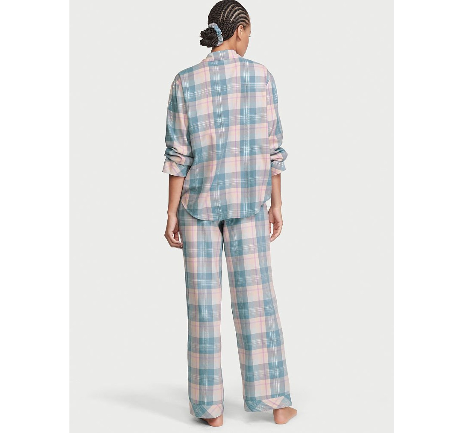 Пижама Victoria’s Secret Flannel Long PJ Set Blue Rose plaid