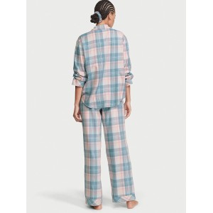 Пижама Victoria’s Secret Flannel Long PJ Set Blue Rose plaid