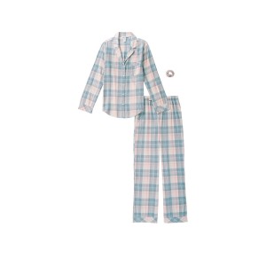 Пижама Victoria’s Secret Flannel Long PJ Set Blue Rose plaid