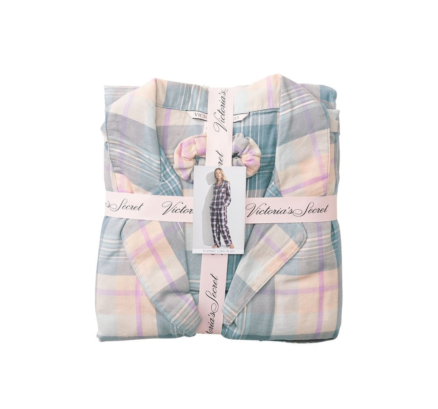Пижама Victoria’s Secret Flannel Long PJ Set Blue Rose plaid