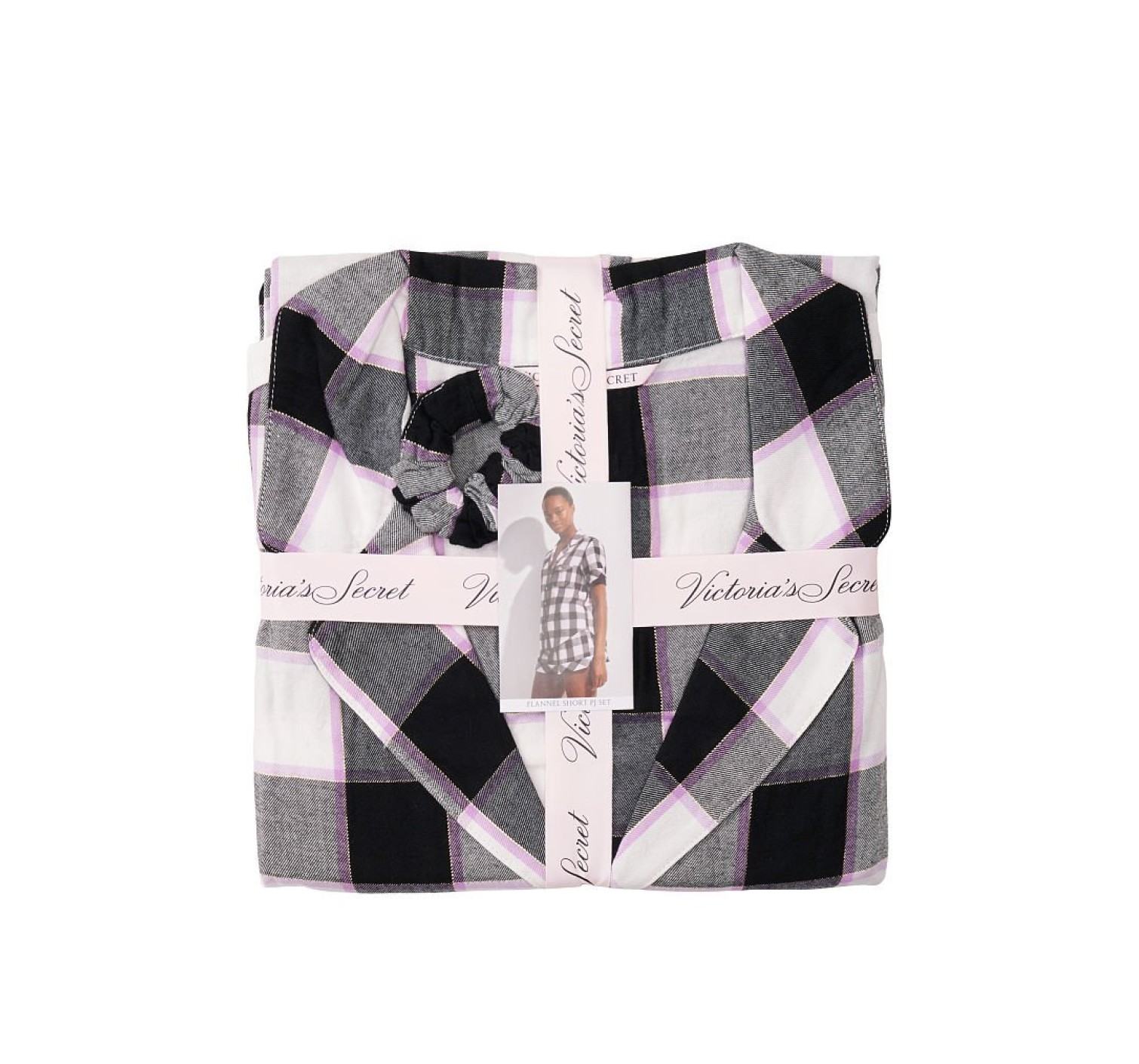 Пижама Victoria’s Secret Flannel Short PJ Set Black plaid