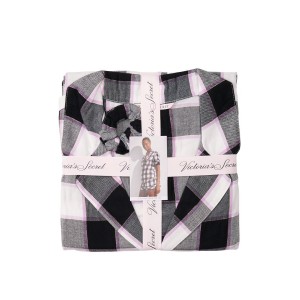 Пижама Victoria’s Secret Flannel Short PJ Set Black plaid