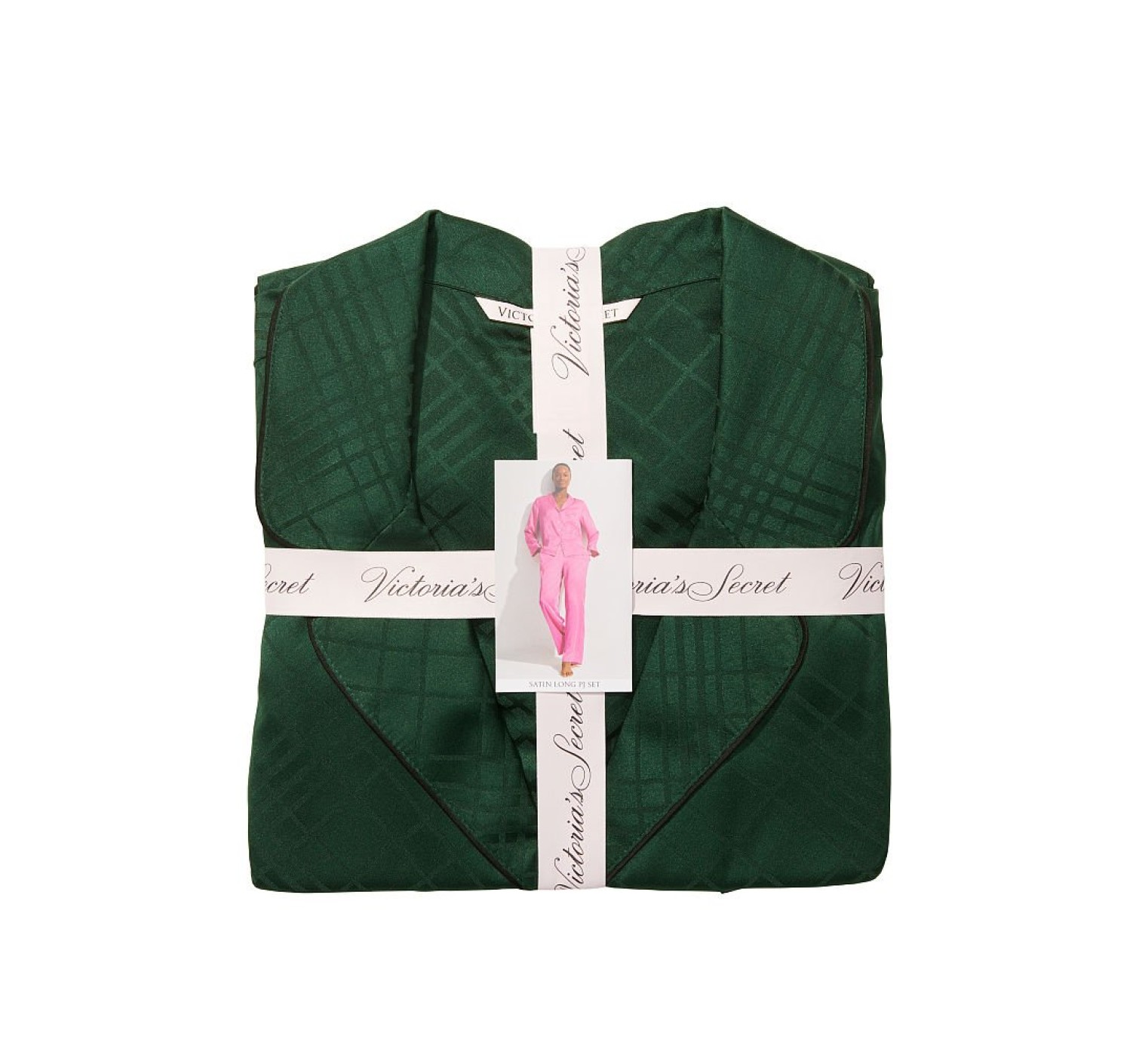 Сатиновая пижама Виктория Сикрет Satin Long Pj Set Green Logo