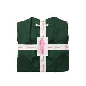Сатиновая пижама Виктория Сикрет Satin Long Pj Set Green Logo