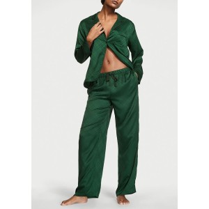 Сатиновая пижама Виктория Сикрет Satin Long Pj Set Green Logo