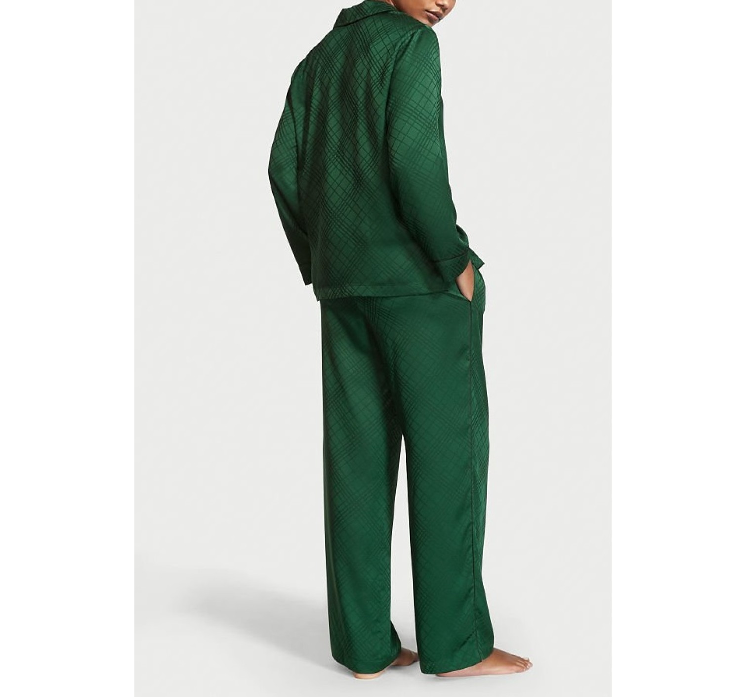 Сатиновая пижама Виктория Сикрет Satin Long Pj Set Green Logo