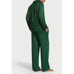 Сатиновая пижама Виктория Сикрет Satin Long Pj Set Green Logo