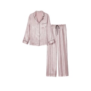 Сатиновая пижама VS Satin Long Pj Set Rose Gold