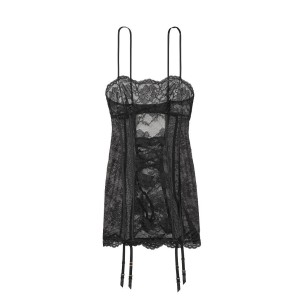 Пеньюар Victorias Secret Mixed Sheer Mesh & Lace Mini Slip Black