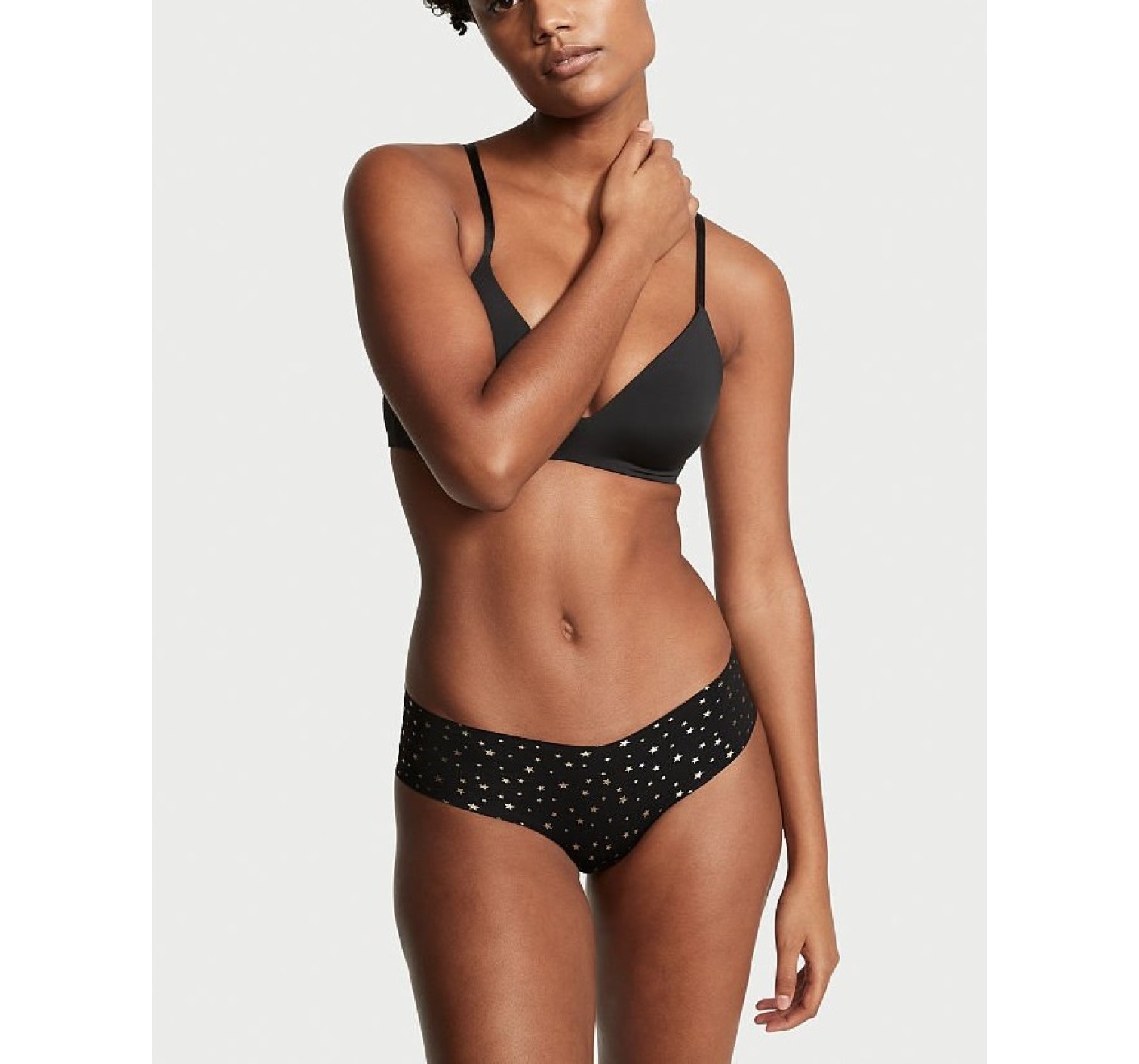 Трусики бесшовные чики Victoria’s Secret No show Cheeky panty Black Twinkle Twinkle