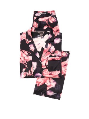 Шелковая Пижама Victoria’s Secret Silk Long PJ Set Black
