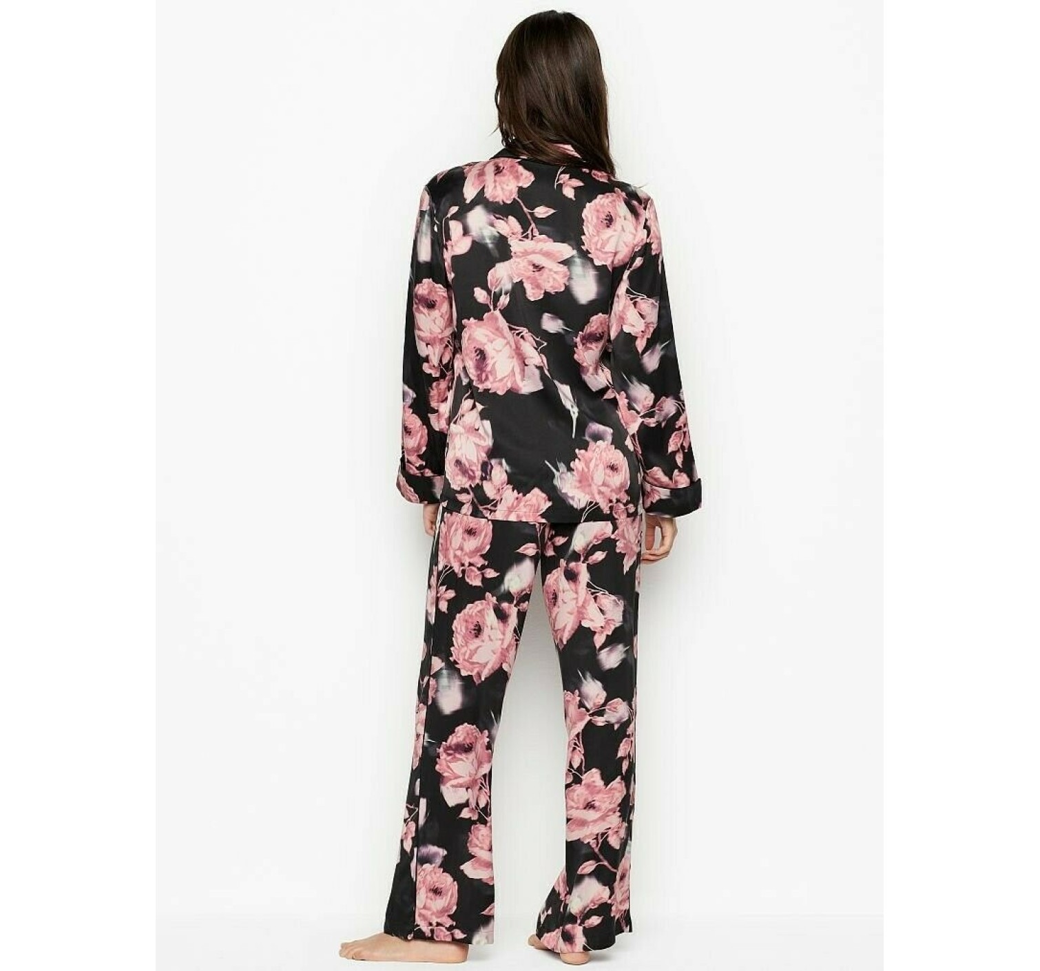 Шовкова Піжама Victoria's Secret Silk Long PJ Set Black
