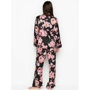 Шовкова Піжама Victoria's Secret Silk Long PJ Set Black