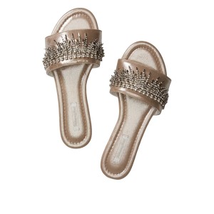 Домашние тапочки Victoria’s Secret Fringe Rhinestone Velvet Slides Gold