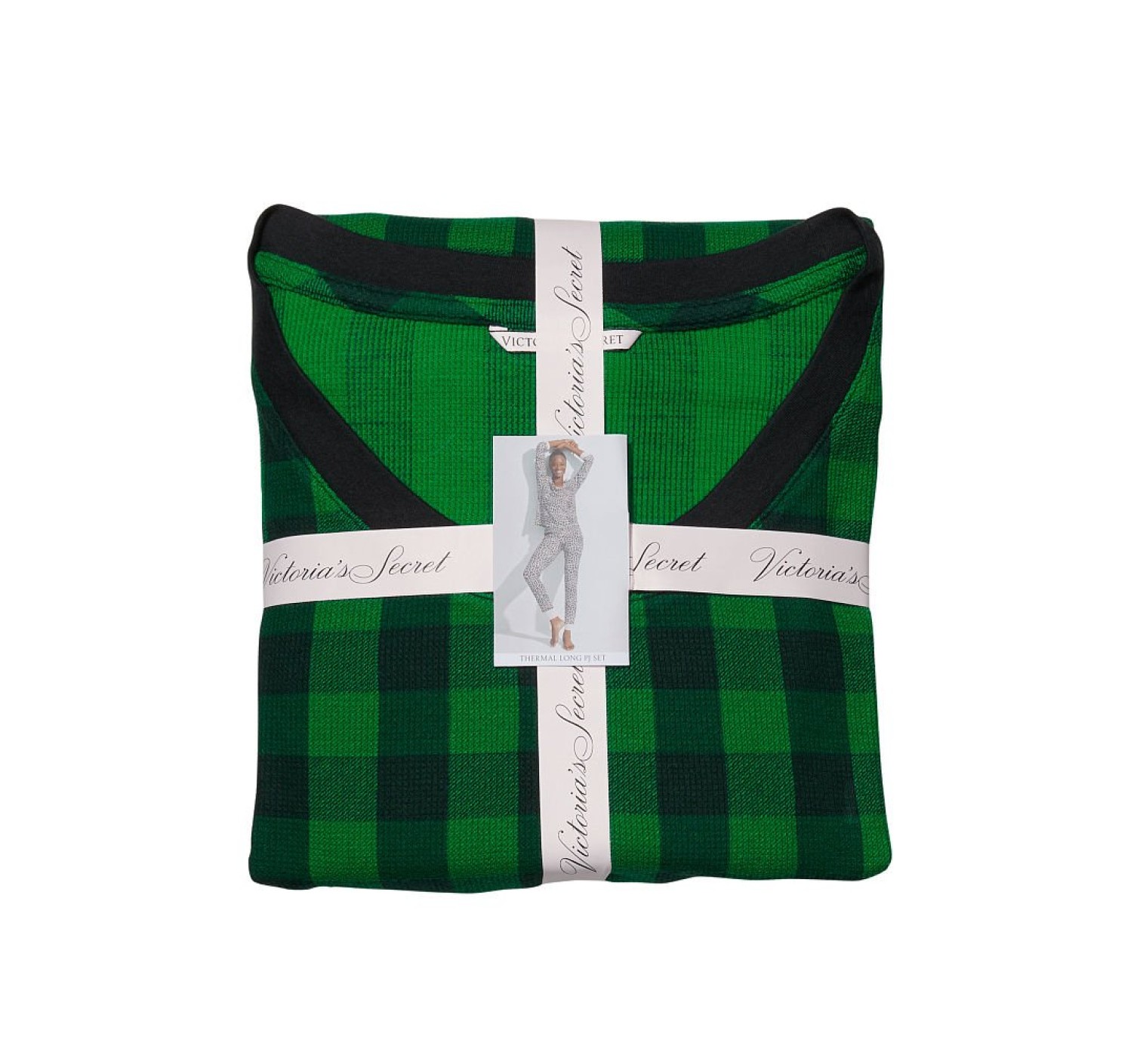 Піжама Victoria's Secret Thermal Long PJ Set Green plaid