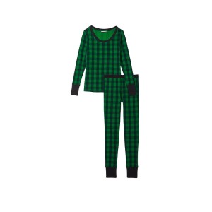 Піжама Victoria's Secret Thermal Long PJ Set Green plaid