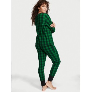 Піжама Victoria's Secret Thermal Long PJ Set Green plaid