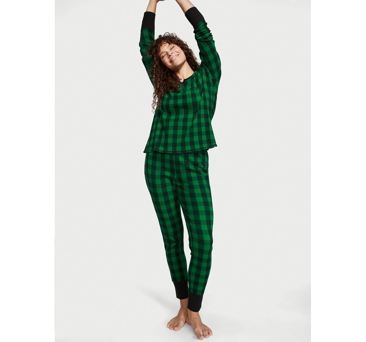 Піжама Victoria's Secret Thermal Long PJ Set Green plaid