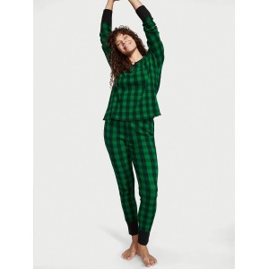 Піжама Victoria's Secret Thermal Long PJ Set Green plaid