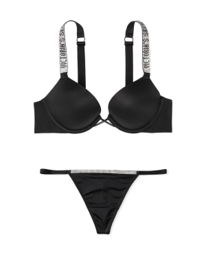 Комплект белья Victoria’s Secret Bombshell Add-2-cups Push-up Embellished Strap Bra set❤️