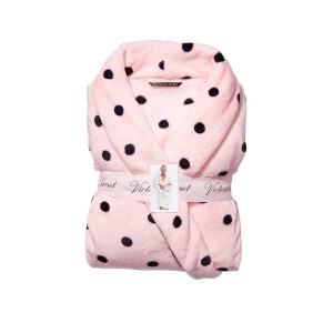Плюшевый Халат Victoria’s Secret Logo Short Cozy Robe Angel Pink & Black dot