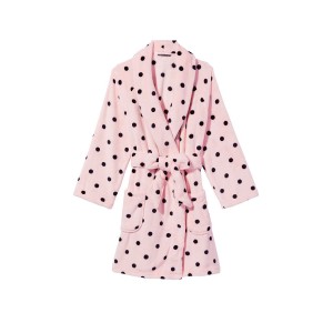 Плюшевый Халат Victoria’s Secret Logo Short Cozy Robe Angel Pink & Black dot