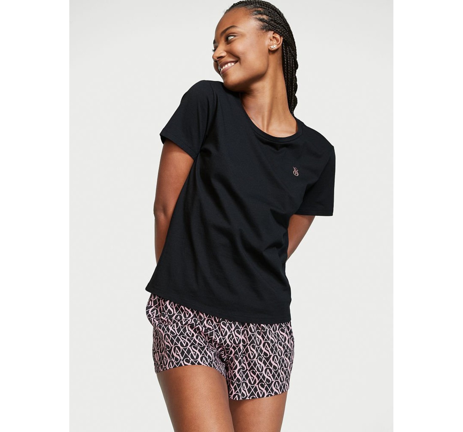 Пижама Tee-jama Cotton Short PJ Set VS Diamond Monogram