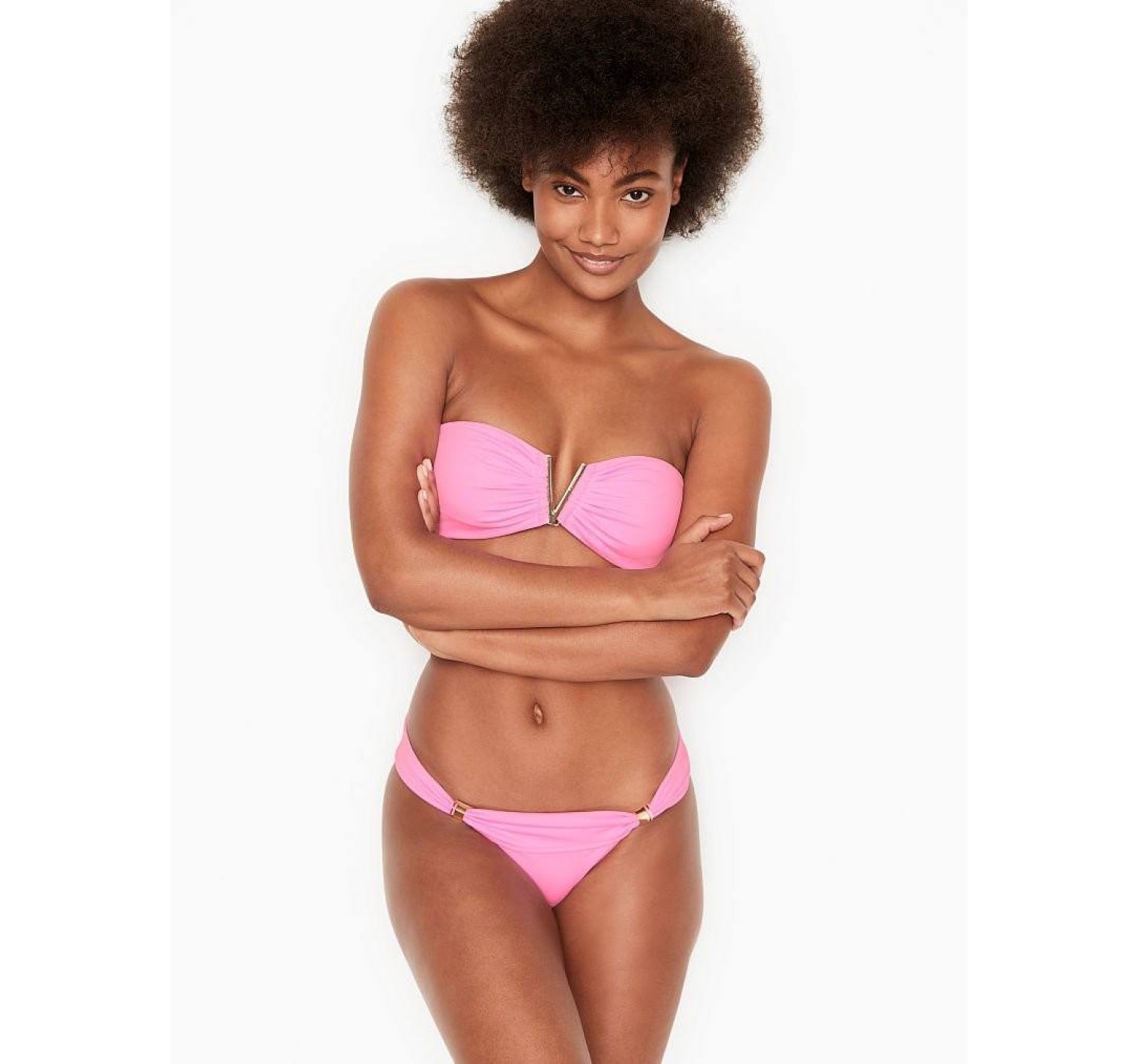 Купальник Вікторія Сікрет V-hardware Bandeau Shocking Pink