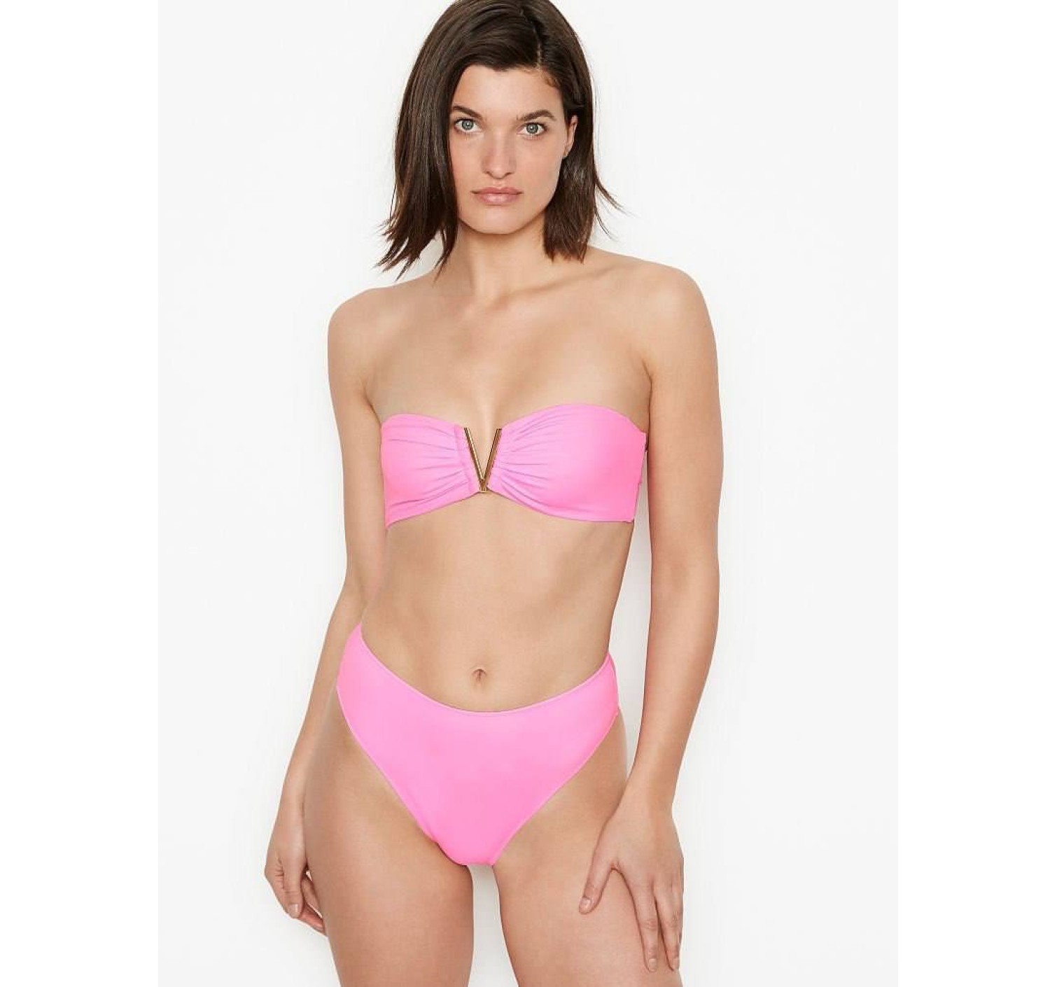 Купальник Вікторія Сікрет V-hardware Bandeau Shocking Pink