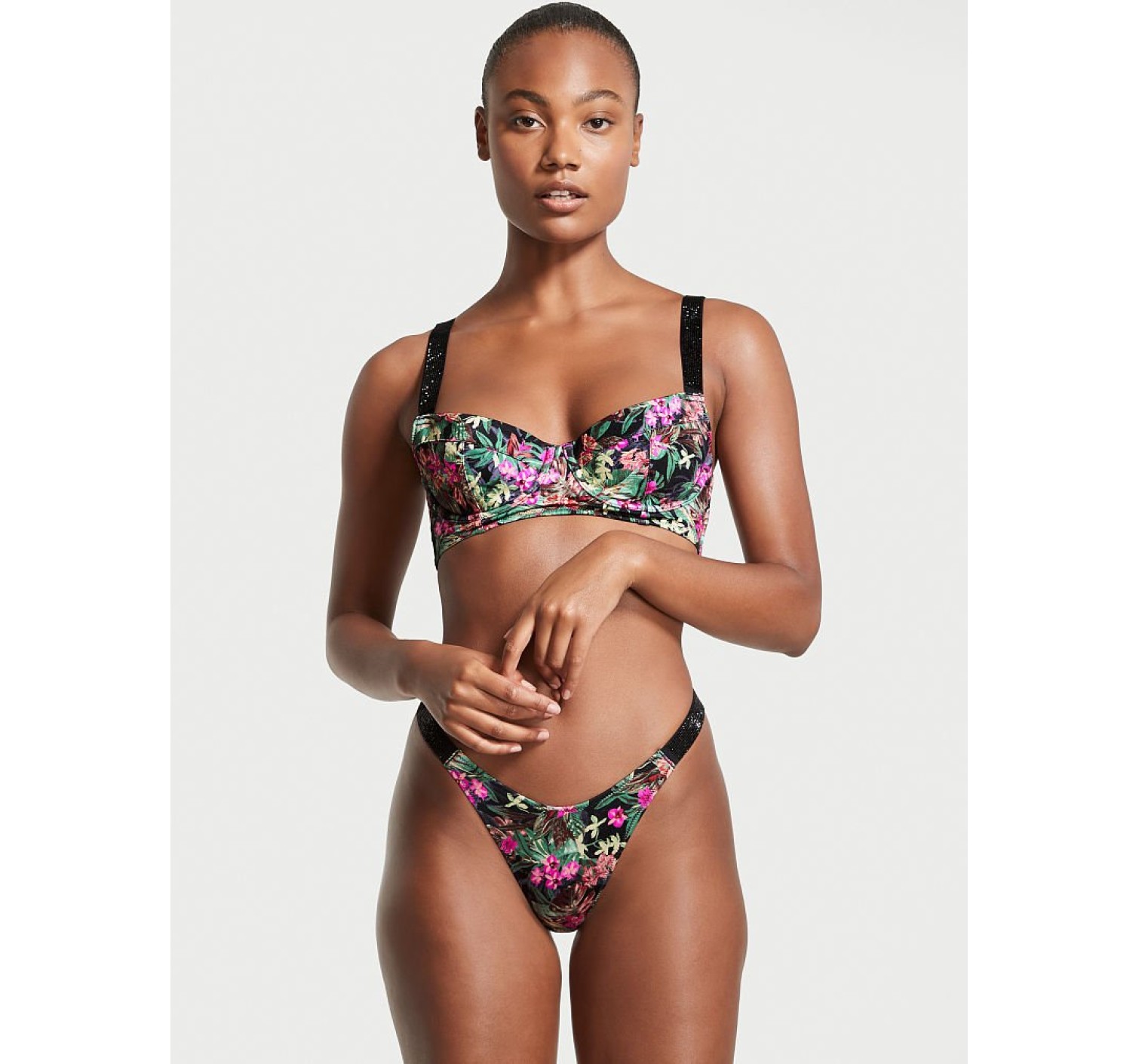 Купальник Wicked Bikini Top Shine Strap Black Palm