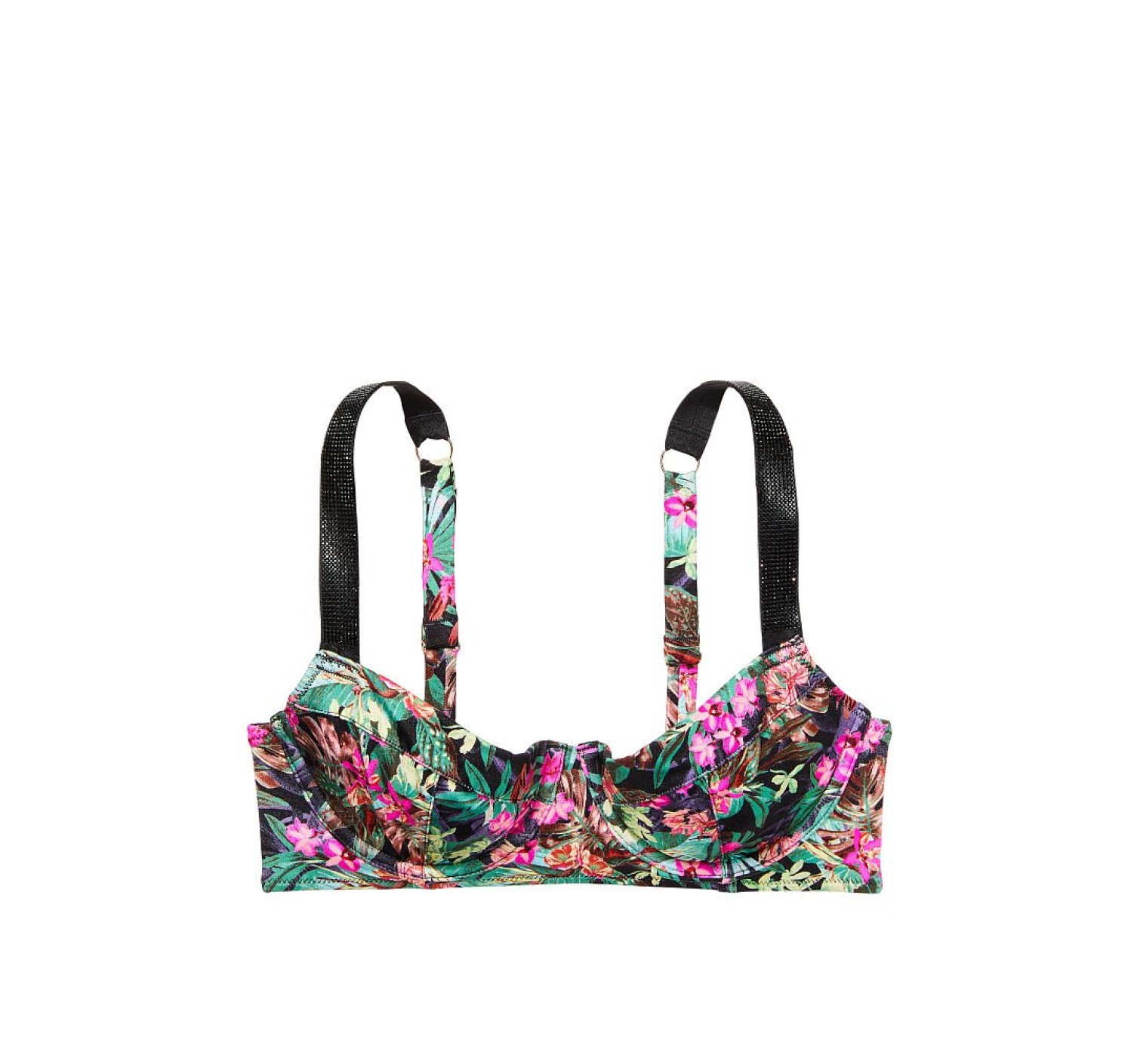 Купальник Wicked Bikini Top Shine Strap Black Palm